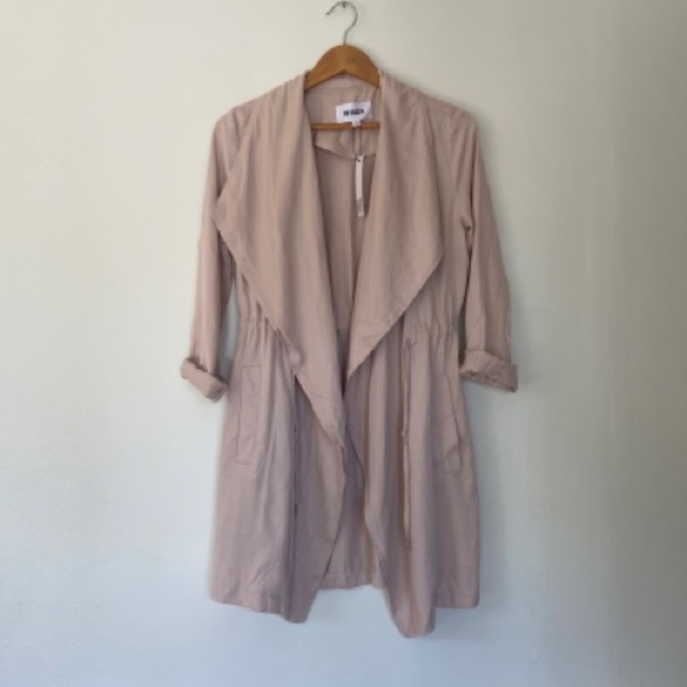 BB Dakota Open Drape Front Trench Coat in Blush Pink